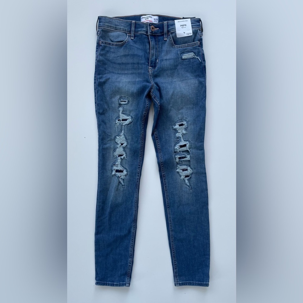 Abercrombie Kids Girls High Rise Jeggings Distressed Destroyed Size 13/14 NWT